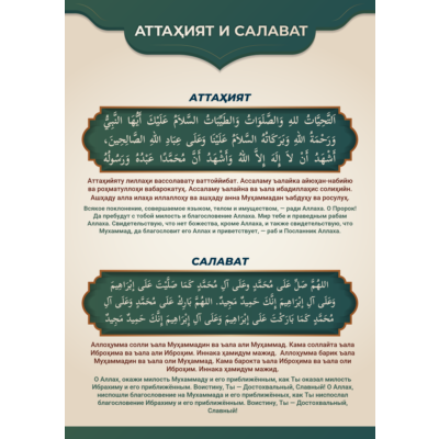 Мощный плакат «Ат-Тахият + Салават» — для ежедневных молитв (PDF, A3/A4)
