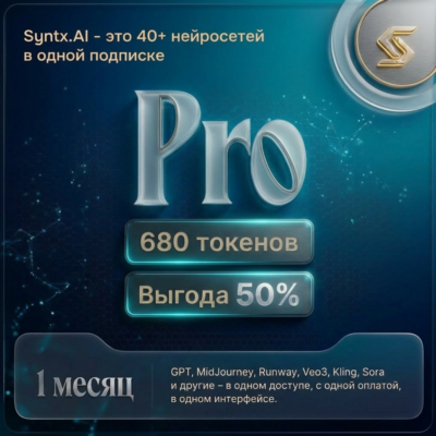 Личный аккаунт Syntx AI Pro тариф - Pro 1 месяц