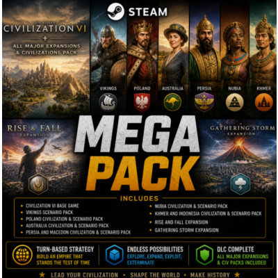 Civilization VI + Rise and Fall,Gathering Storm + Pack/ Steam / Оффлайн / Без Очереди