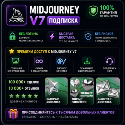Подписка Midjourney V7 БЕЗ ВХОДА ⚡ Быстрая доставка