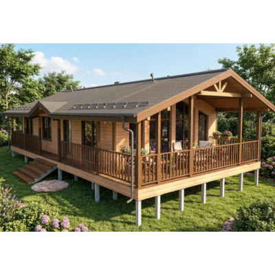 FH-7 — каркасный дом 157 м², 3 спальни и просторная терраса