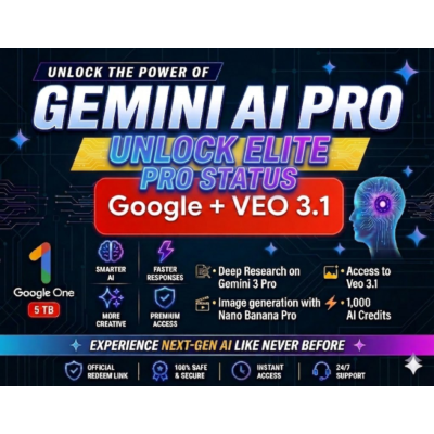 Gemini AI Pro 6 MONTHS ACCESS Google One 5 TB + Veo 3.1