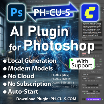 PH-CU-S Photoshop Plugin — локальная генерация изображений AI + поддержка через сайт