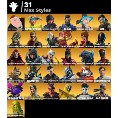 Мгновенный доступ • FN (все платформы) • 64 skins • Peter Griffin•Zeus• Полный доступ