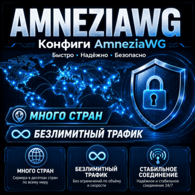 AmneziaWG VPN 🌍 Много стран 🔥 1-6 мес VLESS AWG Обход блокировок КВН Amnezia VPN
