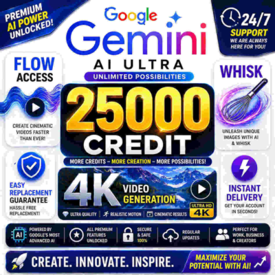 Gemini AI Ultra| 25000 Кредитов|4K Видео|Flow+Whisk|Полный Доступ|Мгновенная Доставка