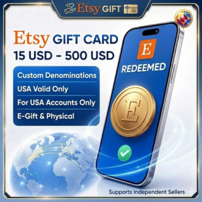 Подарочная карта Etsy от 15 до 500 долларов США (США)