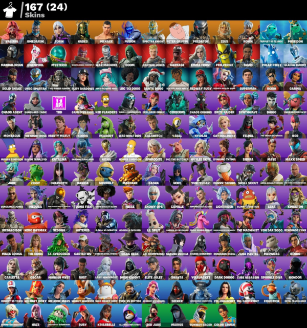 Мгновенный доступ • FN (все платформы) • 167 skins • Valeria• 2200 VB • Полный доступ
