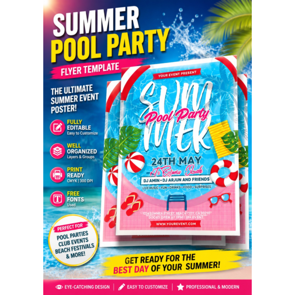 Summer Pool Party PSD Template