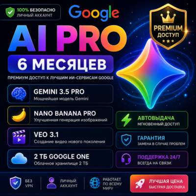 Google AI Pro на 6 месяцев | Gemini 3.5 Pro | Nano Banana Pro | Veo 3.1 | 5TB