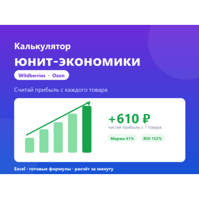 Калькулятор юнит-экономики Wildberries и Ozon (Excel): прибыль, маржа, ROI