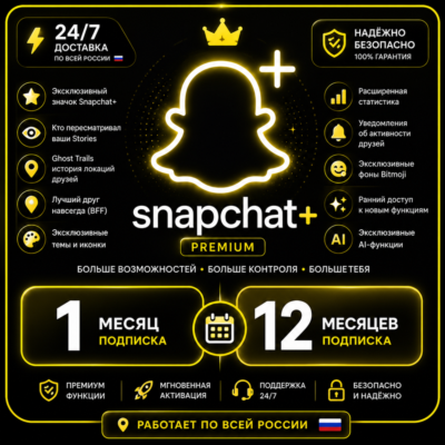 Snapchat Plus Подписка в подарок на 3/6/12 месяцев