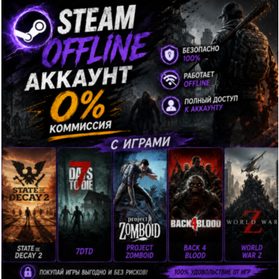 State of Decay 2, 7DTD,Project Zomboid,BACK 4 BLOOD,World War Z / Steam /Offline