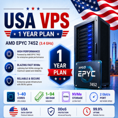 США VPS - 1 Год | AMD 2xEPYC 7452 | Быстрый NVMe | Порт 2 Гбит/с