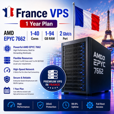 Франция VPS - 1 Год | AMD EPYC 7662 | Быстрый NVMe | Порт 2 Гбит/с