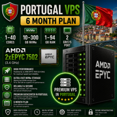 Португалия VPS - 6 Месяцев | AMD 2xEPYC 7502 | Быстрый NVMe | Порт 2 Гбит/с