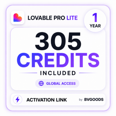 Lovable Pro Lite | 1 Year Access + 305 Credits | Global