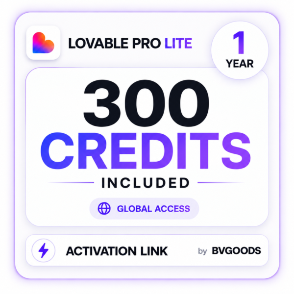 Lovable Pro Lite | 300 Кредитов + 5 Кредитов Ежедневно | 1 Year Access | Global