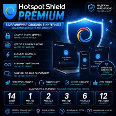 Hotspot Shield Premium | 14 дней / 1 / 2 / 3 / 6 / 12 мес | Безлимит | HotspotShield
