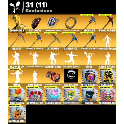 Мгновенный доступ • FN (все платформы) • 221 skins • Gold Midas • Полный доступ
