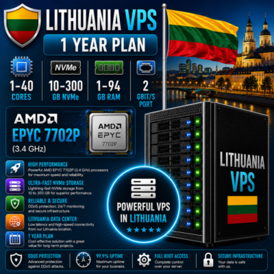 Литва VPS - 1 Год | AMD EPYC 7702P | Быстрый NVMe | Порт 2 Гбит/с