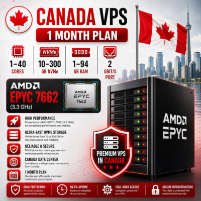 Канада VPS - 1 Месяц | AMD EPYC 7662 | Быстрый NVMe | Порт 2 Гбит/с
