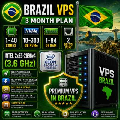Бразилия VPS - 3 Месяца | Intel 2xE5-2696v4 | Быстрый NVMe | Порт 2 Гбит/с