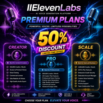 🚀 Официальные премиум-планы ElevenLabs | Creator • Pro • Scale | Скидка до 50%