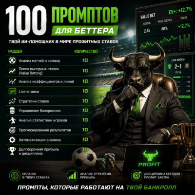 100 промптов ChatGPT для беттеров — AI Betting Pro 2026: ставки, прогнозы