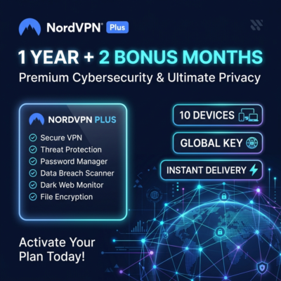 NordVPN Plus | 1 год + 2 месяца в подарок | 10 устройств | Global Key