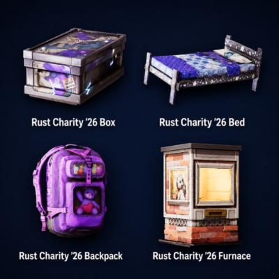 Rust 4/4 💎 Rust Charity ’26 Box, кровать ’26, рюкзак ’26, печь ’26 | Twitch Drop