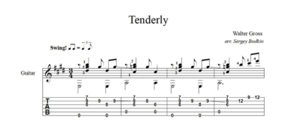 Tenderly ( Уолтер Гросс) ноты для гитары