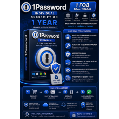 1Password Individual Subscription 1 Year - Private Account (Global)