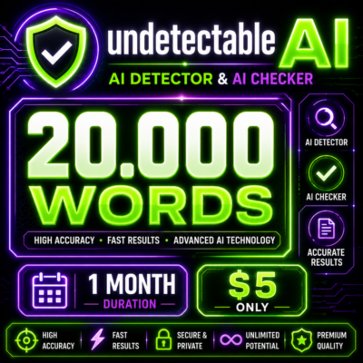 Undetectable AI — AI Detector и AI Checker | 20 000 слов | 1 месяц