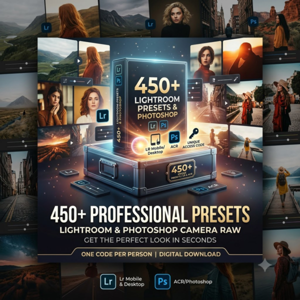 450+ Lightroom Presets and Photoshop-Один код на человека.