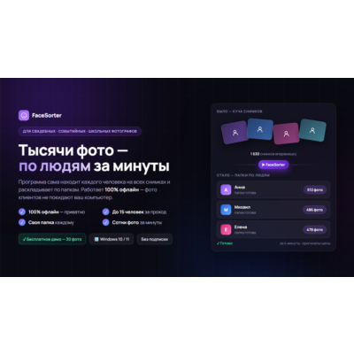 FaceSorter — сортировка фото по лицам, лицензионный ключ (Windows)