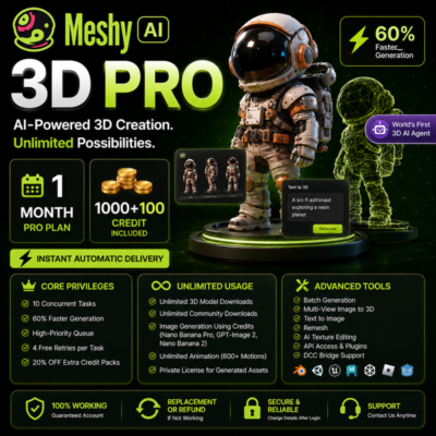 🔥 Meshy AI 3D Pro | 1 Месяц | 1150 Кредитов | Мгновенная Автоматическая Доставка⚡
