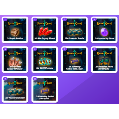 RavenQuest Twitch bundle — Simple Toolbox, Warforging Shard +8 more (11 items)