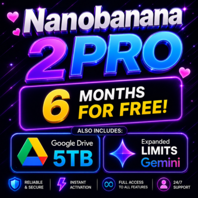 NanoBanana 2 Pro + Google AI Pro | Облачное хранилище 5 ТБ | Активация на 6 месяцев|