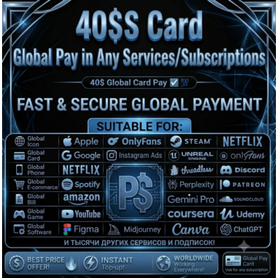 40$ US Card for Google Play, Apple Pay, Games & Online Services