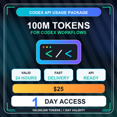 Codex API Tokens 100M - 1 Day Access - 1 Day Warranty