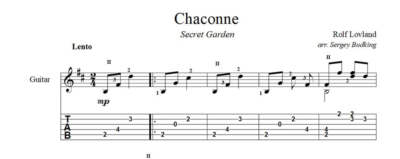 Chaconne - Secret Garden - ноты для гитары