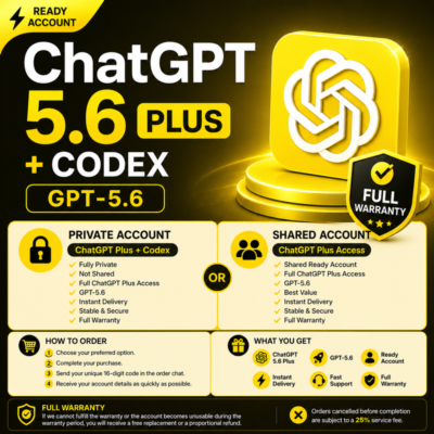 ChatGPT Plus + Codex | GPT-5.6 | Личный и общий готовый аккаунт | Быстрая выдача | По