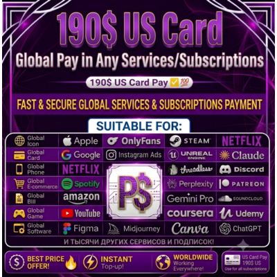 190$ US Card | Pay Any Global Service (App Store, Steam, AI,google,claude,)
