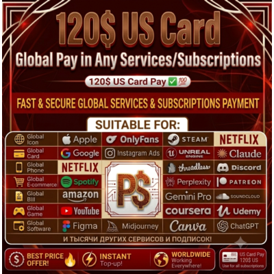 120$ US Card | Pay Any Global Service (App Store, Steam, AI,google,claude,)