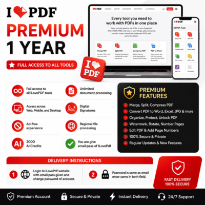 📄 iLovePDF Premium на 1 год | Безлимитные PDF-инструменты | 2000 AI Credits