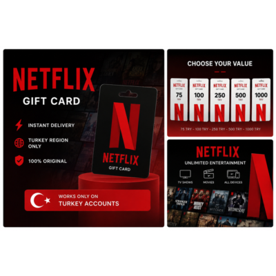 Подарочная карта Netflix 200–1000 турецких лир (Турция, TR, TRY)