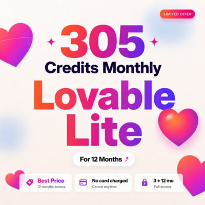 Lovable Pro | 1 месяцев | 100 кредитов + ежедневный бонус