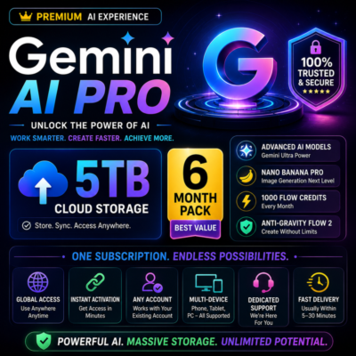 Google AI Gemini Pro (6 месяцев) | Облачное хранилище 5 ТБ | Ссылка для активации Ge