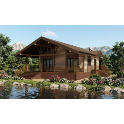 FH-15 — каркасный дом 119,5 м², 2 спальни, санузел, котельная, терраса